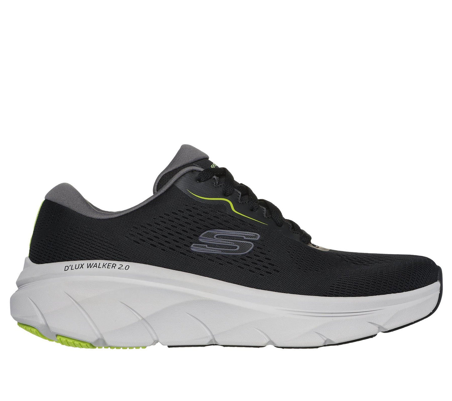 Skechers Lace Up Walker Shoe For Men D'Lux Walker 2.0 Swave in Black/Lime, 5.5-14