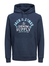 Jack & Jones Men's Plus Size Cotton Rich Pullover Hooded Top  Size XL To 6XL  Navy & Black