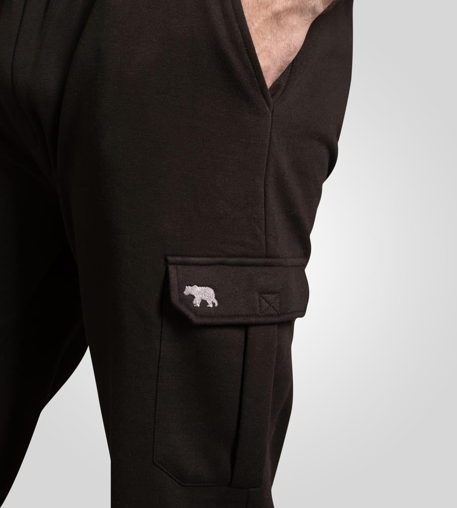 D555 EDINBURGH 1 Cargo Pocket Joggers For Men (Tall) With Ribbed Cuffs in Black, LT-3XLT