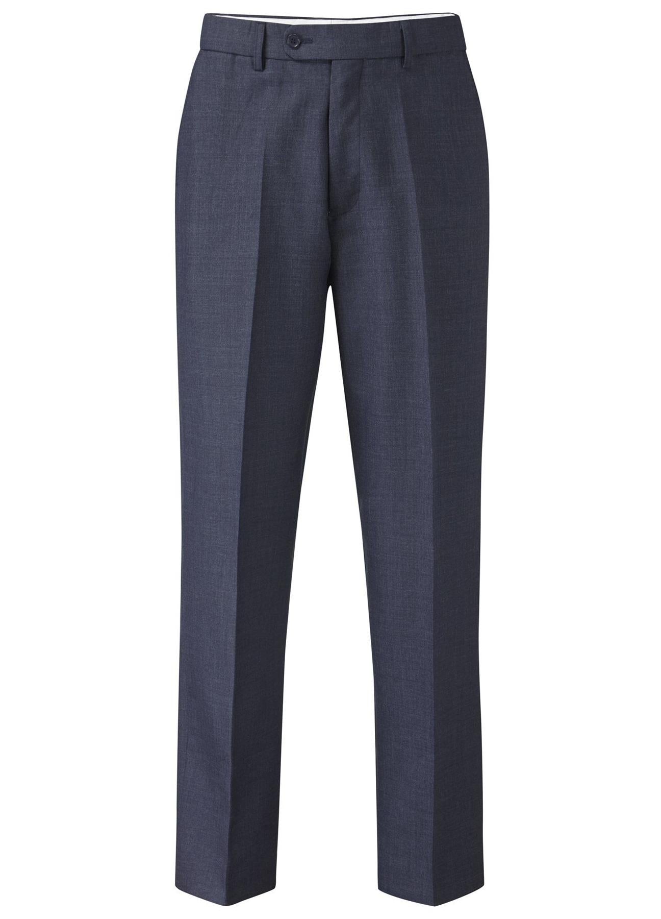 SKOPES Mens Wool Blend Flat Front Trousers in Airforce Blue