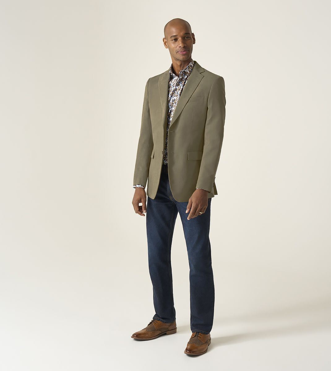 Skopes Tailored Fit Padua Jacket For Men in Sand Beige Herringbone, 36S-62L
