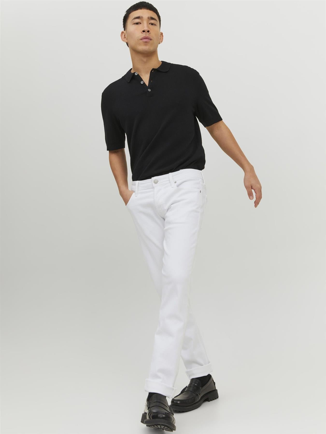 Jack & Jones Slim Fit Jeans For Men (JJIGLENN JJORIGINAL MF 221 SN) in White, 31W