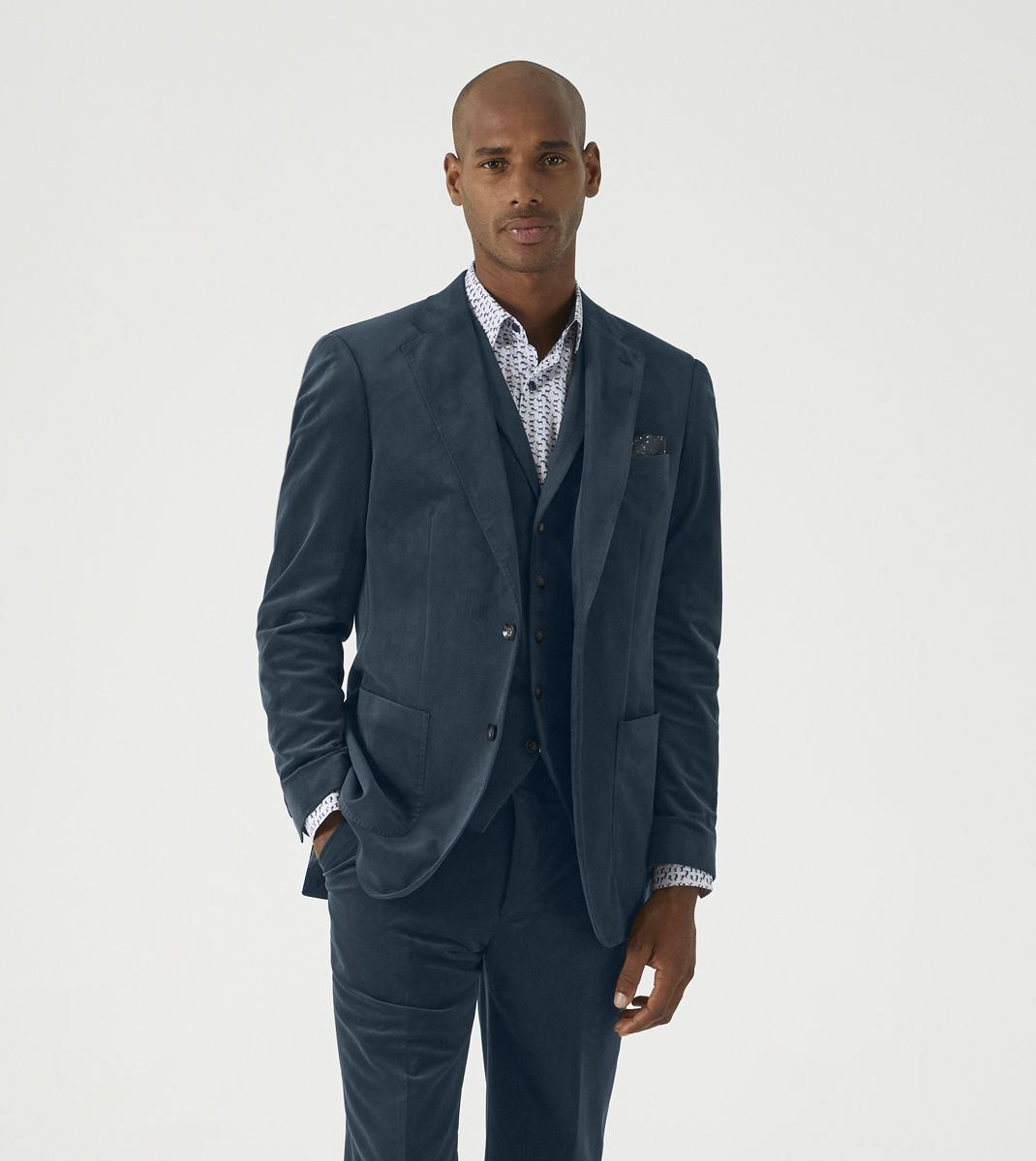 Skopes Atkinson Suit Tailored Fit Jacket For Men in Teal Blue Corduroy, 34S to 62L