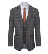 Skopes Tailored Fit Wool Blend Check Suit Jacket Doyle in Grey 34 to 62