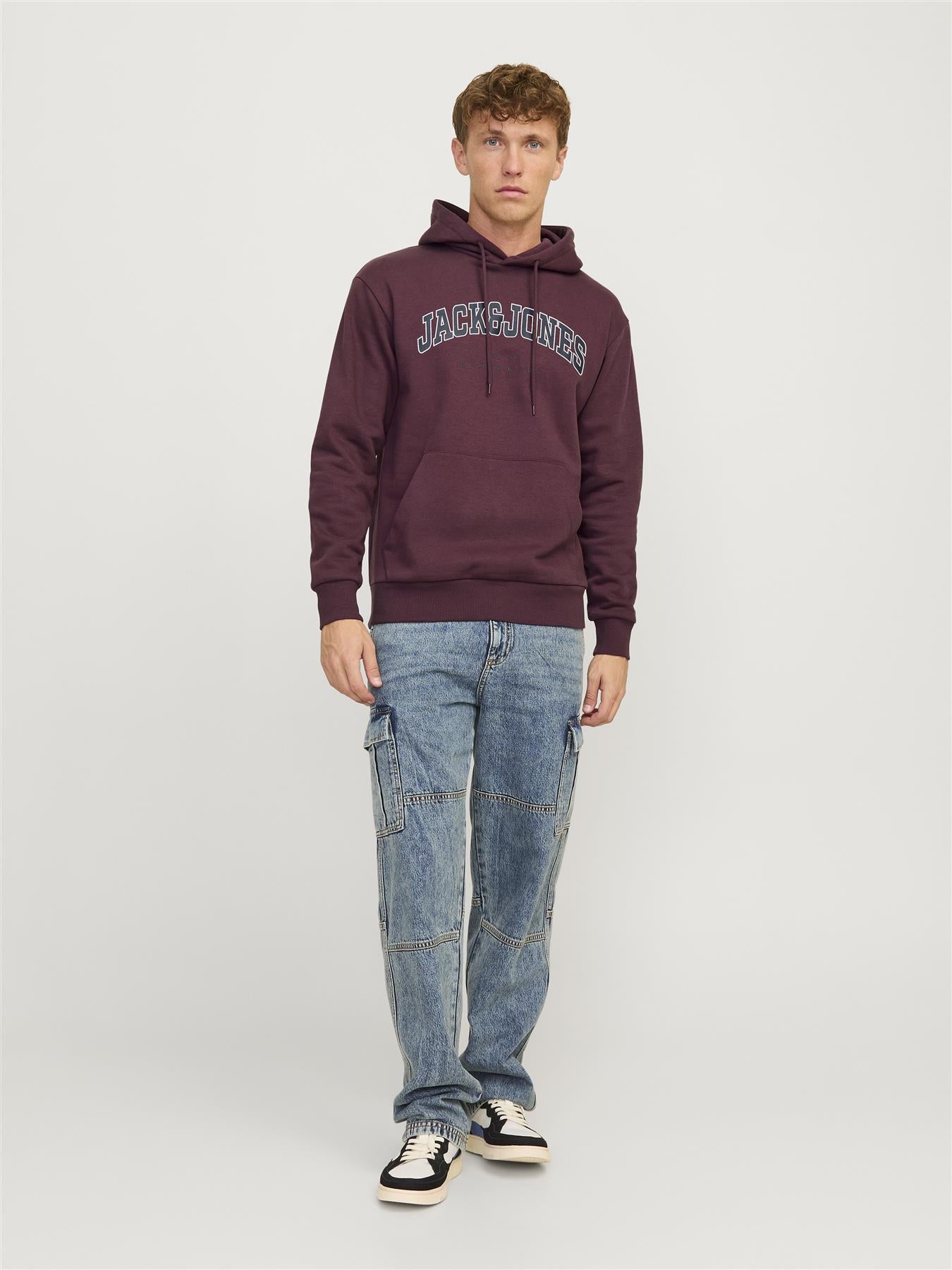 Jack & Jones Sweatshirt Hoodie For Men (JJECALEB VARSITY) in 5 Colours, L-XL