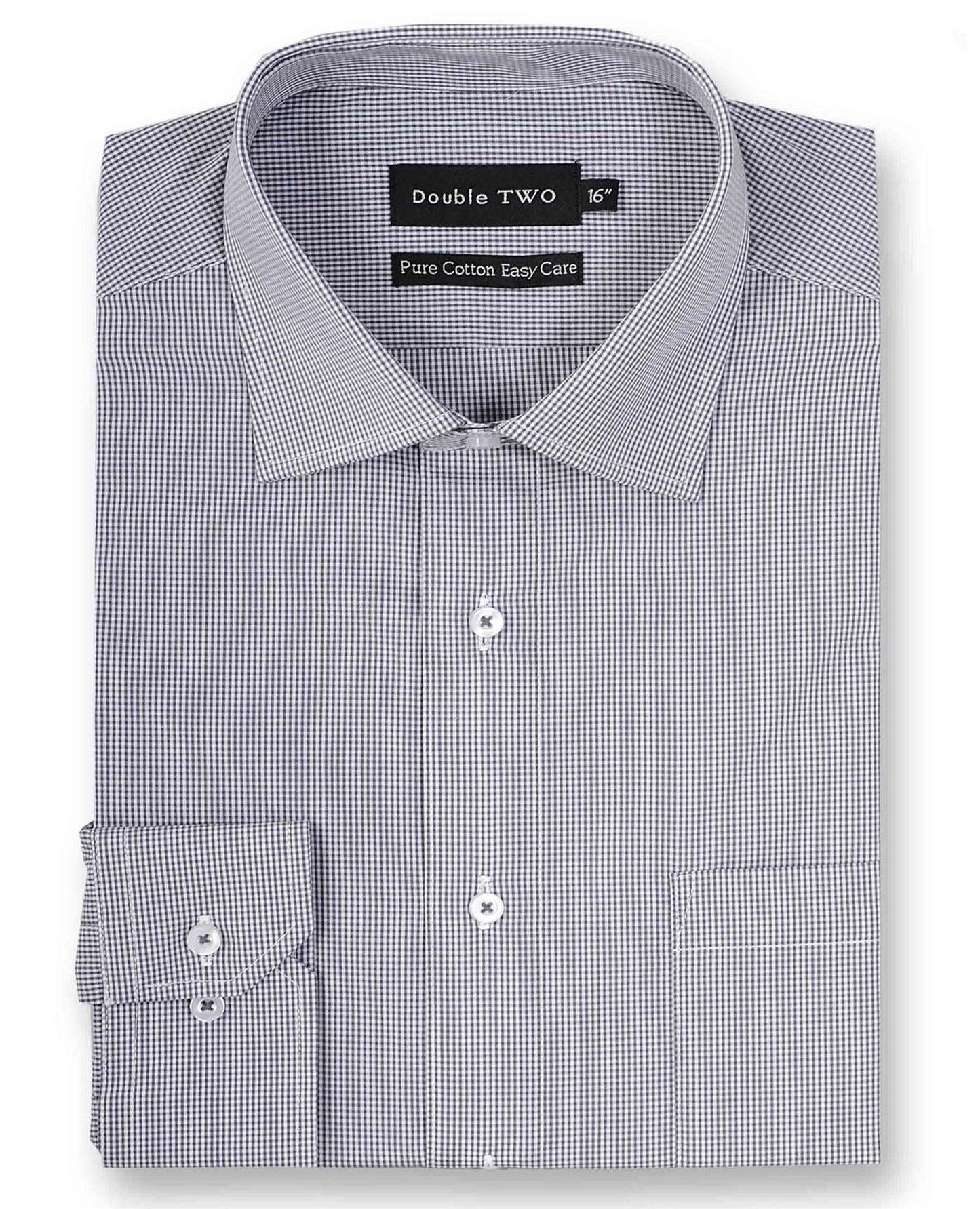 Double Two Mens Pure Cotton Easy Care LS Micro Check Shirts (3736) in Multi Option