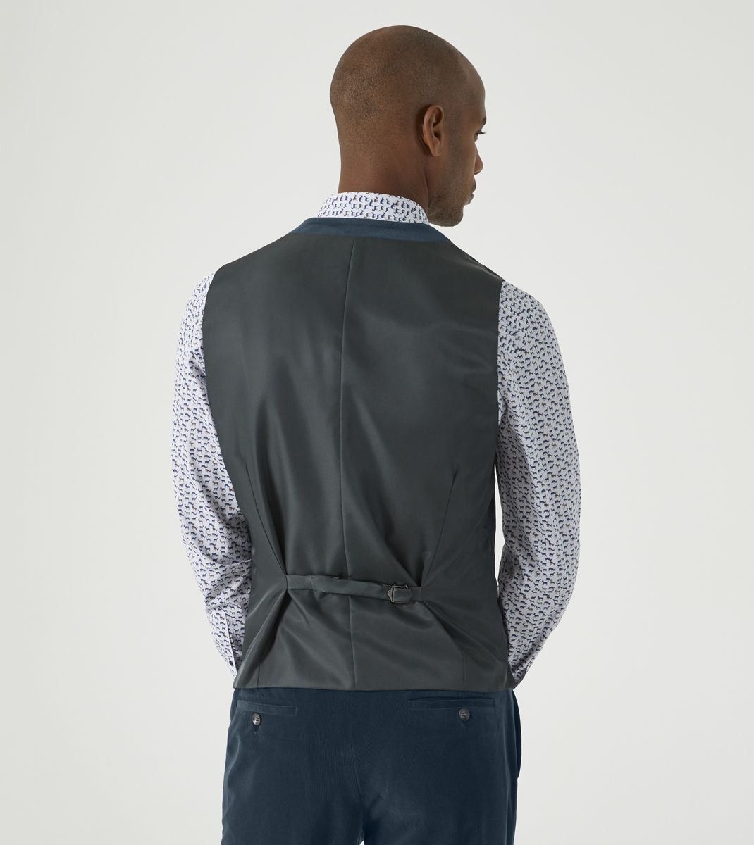 Skopes Atkinson Suit Waistcoat For Men in Teal Blue Corduroy, 34R to 62R