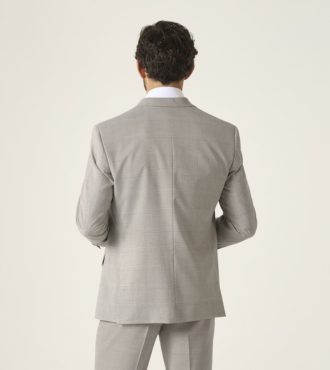 Skopes Tailored Fit Charlie Suit Jacket For Men in Stone Beige Check, 36S-62L