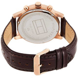 Tommy Hilfiger Men’s Watch Leather Brown Strap With Blue Dial And Gold Case 1791399