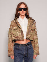 Cropped Hooded Smock Jacket in Desert Camo