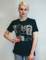 T-Shirt with Printed Patches in Black