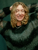 "PISTOLS" Mohair Hand Knit Sweater - Grey & Black