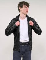 'Peace' Laser Printed Leather Jacket
