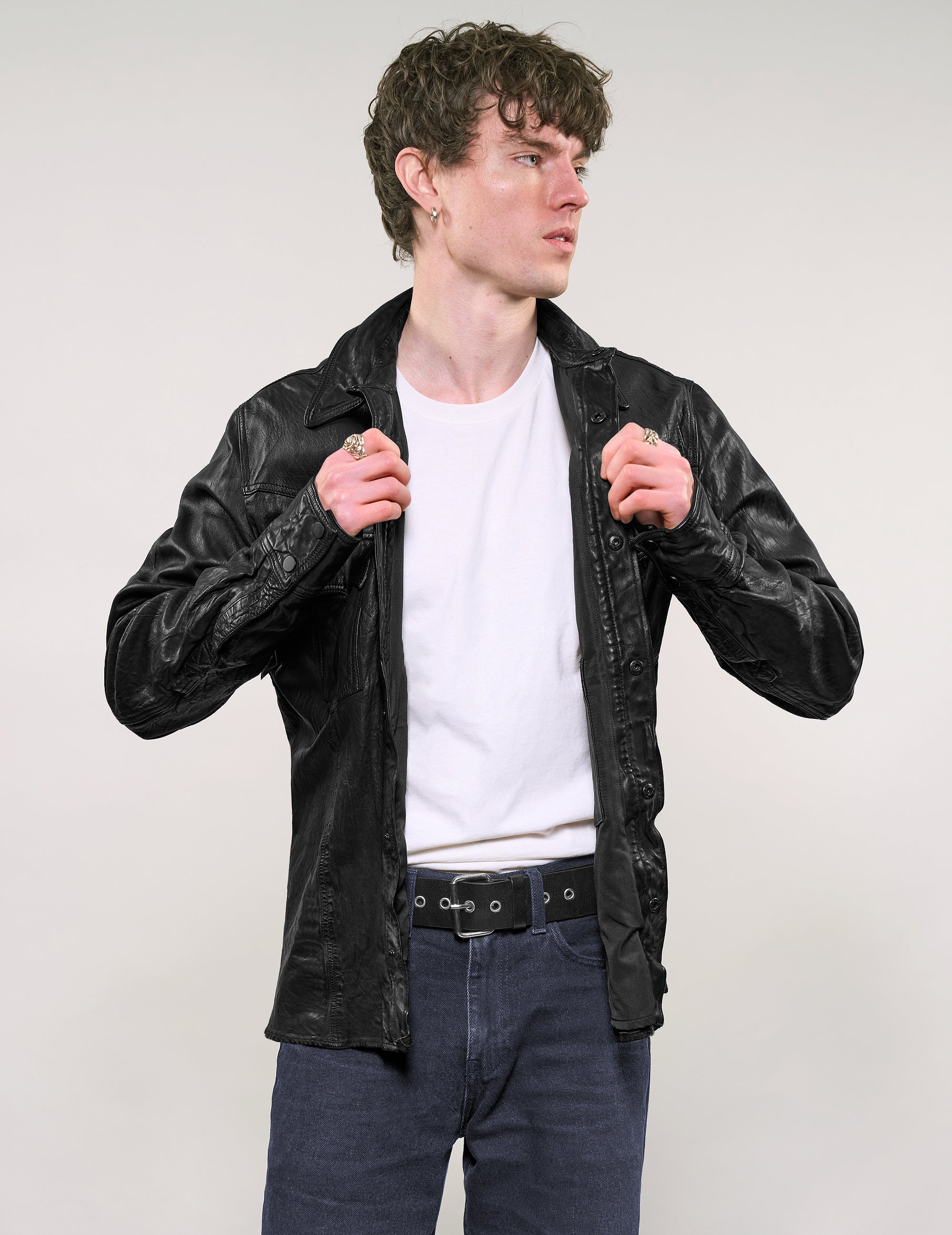 'Peace' Laser Printed Leather Jacket