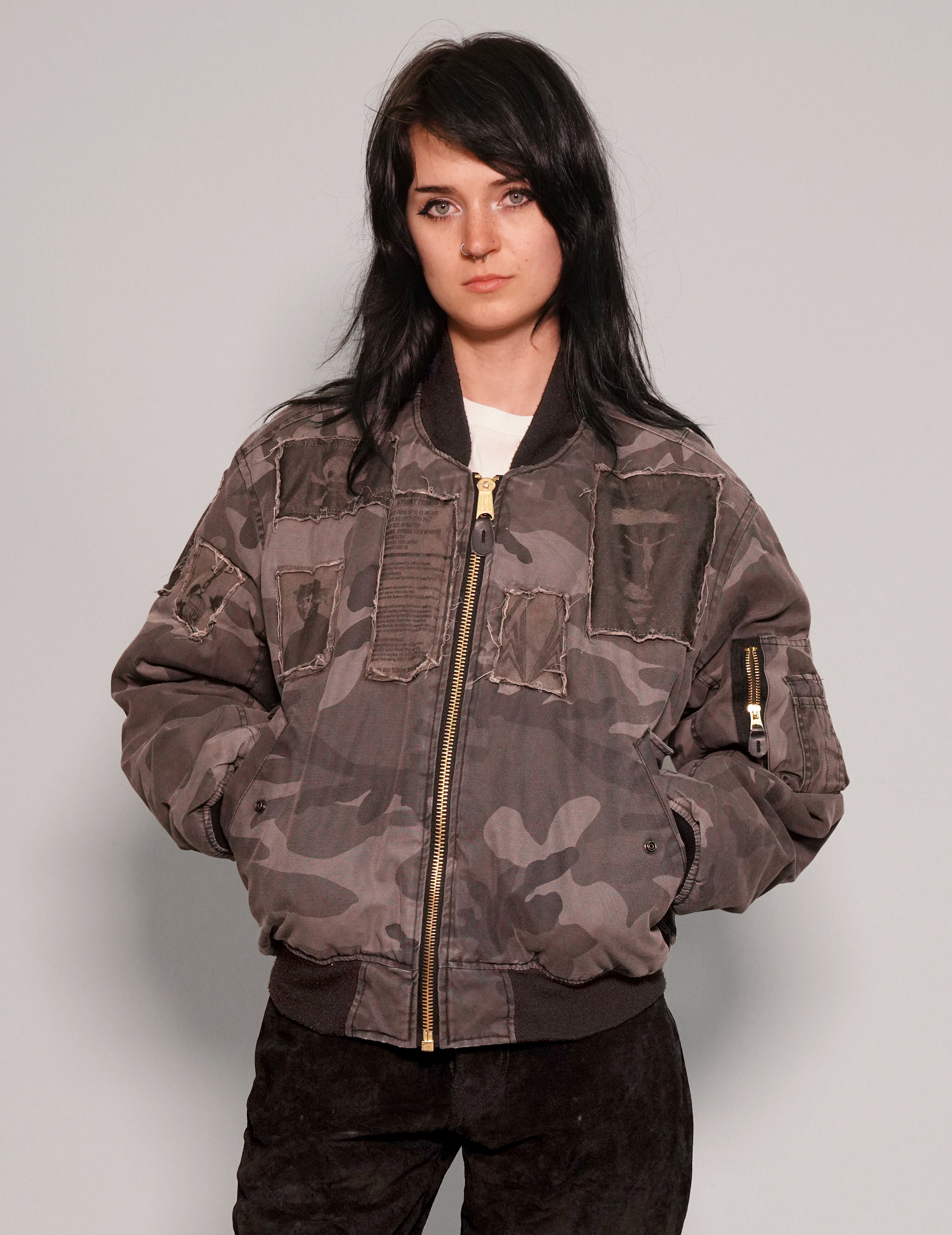 MA-1 Patched Bomber in Grey Camo