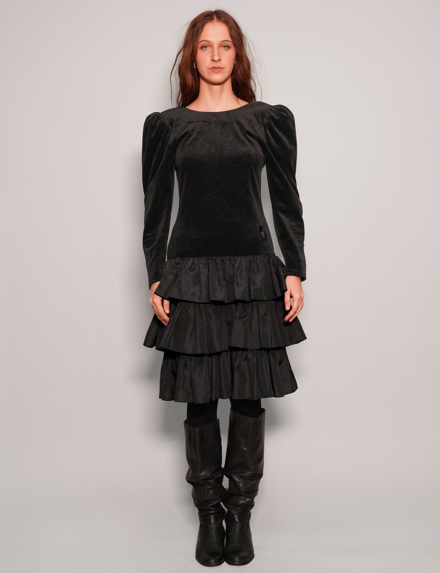 Vintage Dusk Black Velvet Dress