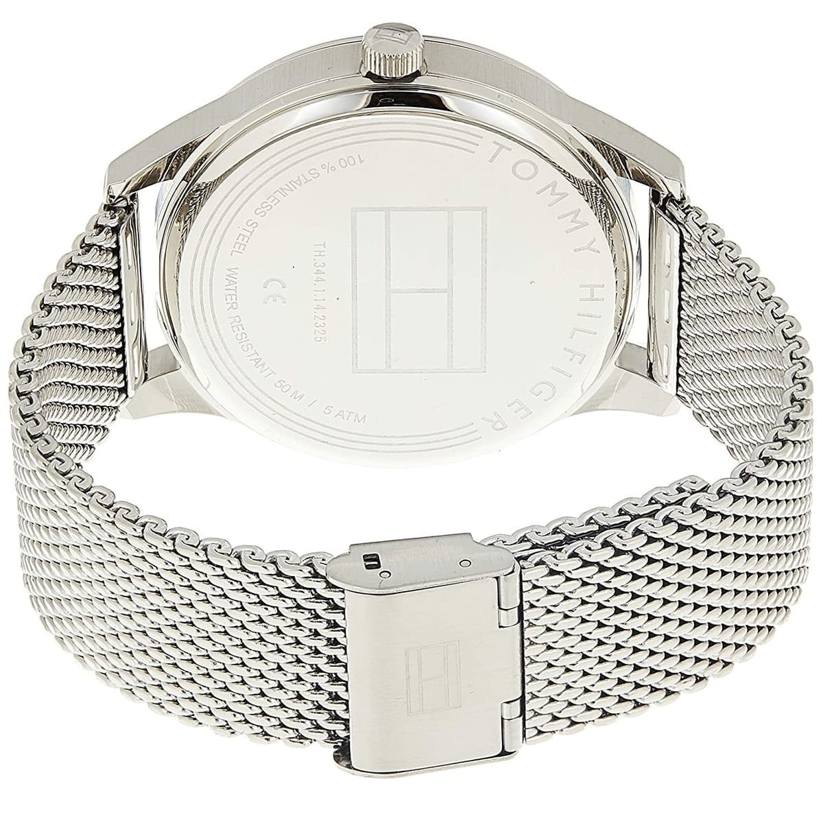 Tommy Hilfiger Men’s Watch Silver Mesh Band With Black Dial 1791415