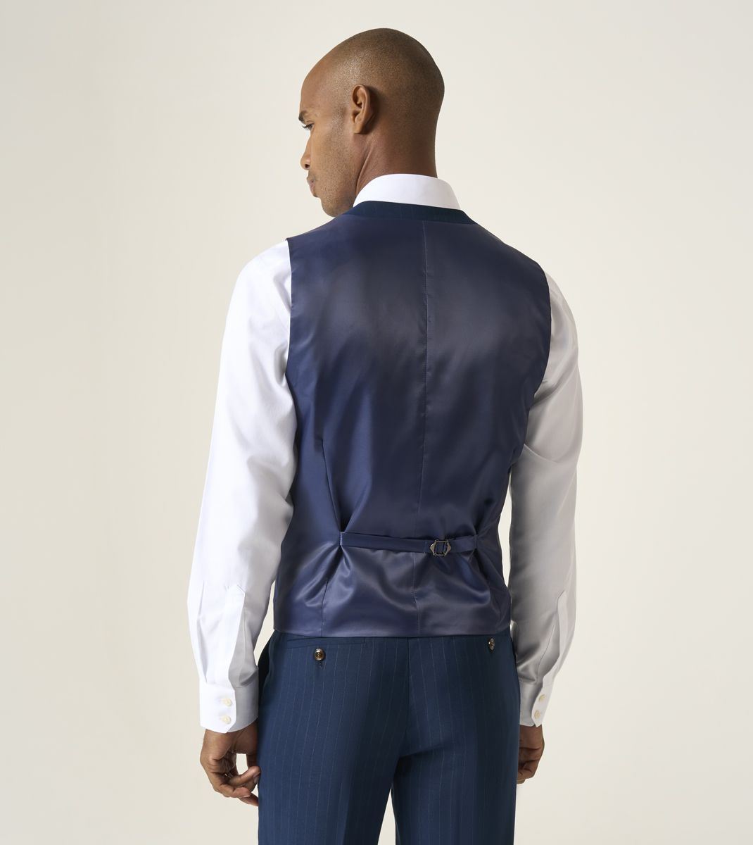Skopes Wright Suit Waistcoat For Men in Navy Blue Pinstripe, 34R-62R