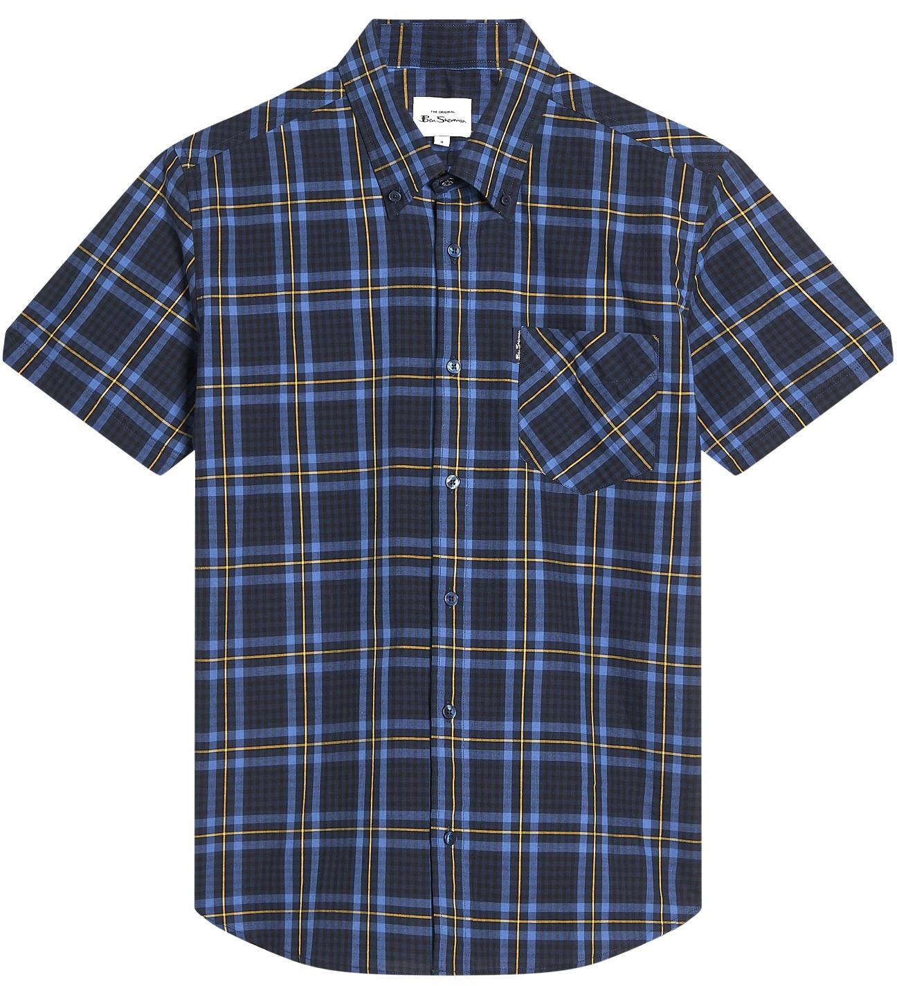 Ben Sherman Men's Short Sleeve Frame Check Cotton Shirt Size 2Xl-5Xl