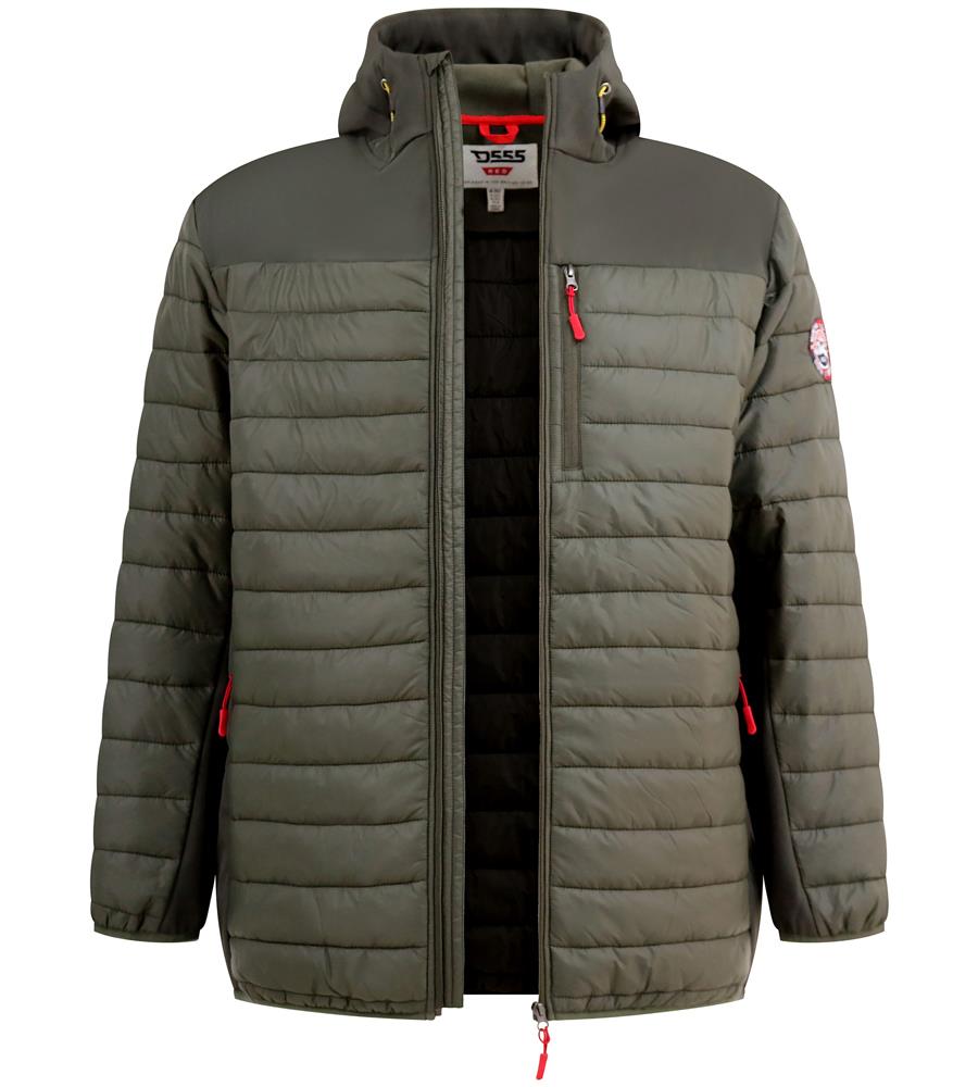 D555 NORTHFIELD Hybrid Soft Shell Quilted Hooded Jacket For Men in Khaki, 2XL-6XL