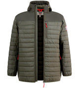 D555 NORTHFIELD Hybrid Soft Shell Quilted Hooded Jacket For Men in Khaki, 2XL-6XL