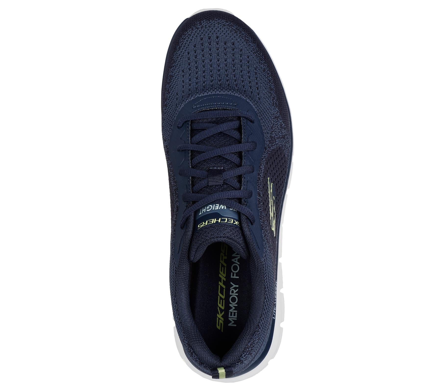 Skechers Lace Up Sneaker Shoe For Men Track Glendor in Navy/Lime, 5.5-13