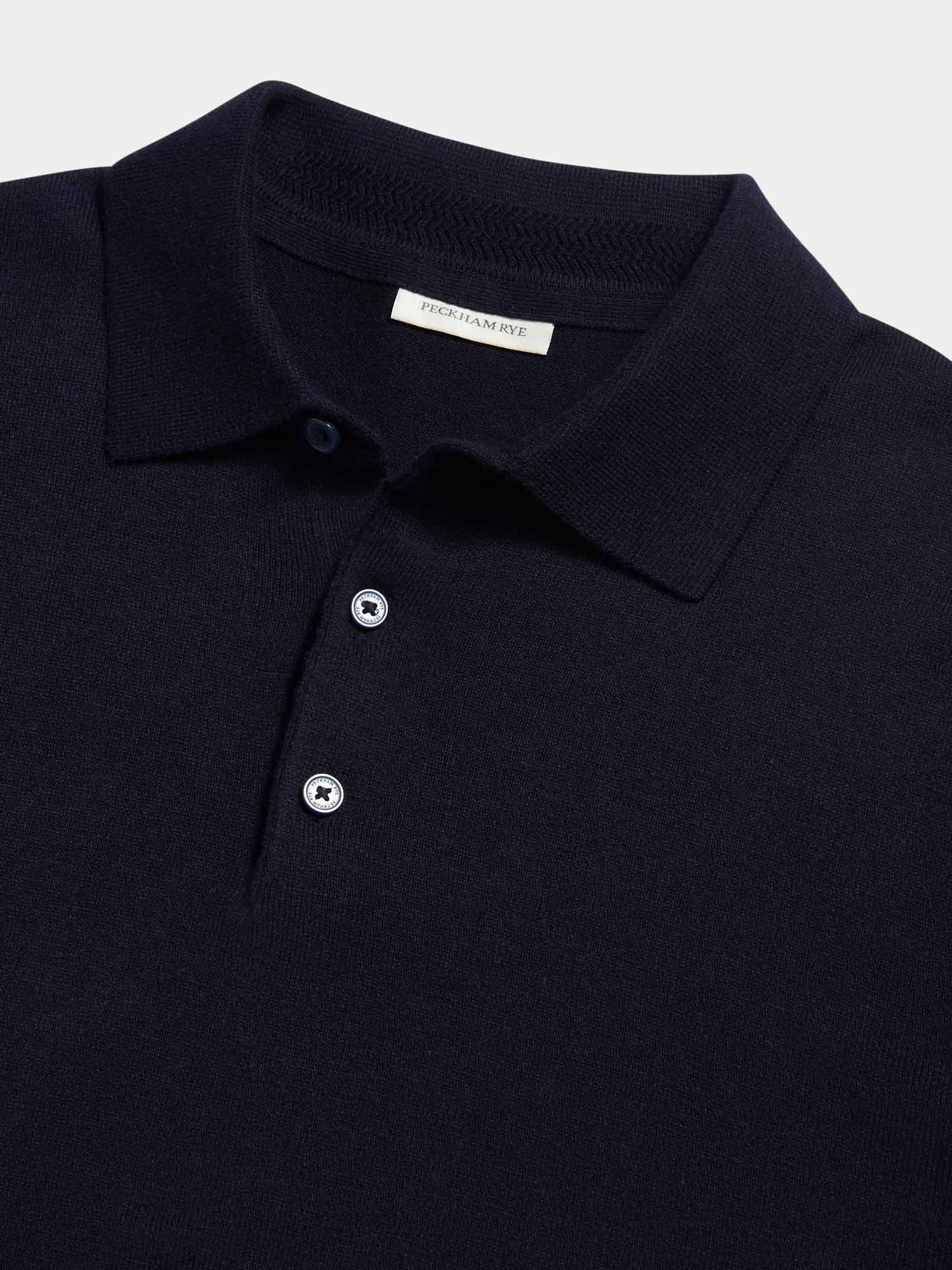 Jersey Knit Polo Shirt in Dark Sapphire Navy