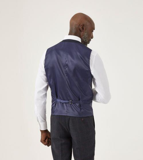 Skopes Men's Plus Size Wool Blend Tweed Waistcoat Aiken in Navy-Red Check 52R to 62R