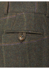 SKOPES Men's Wool Blend Suit Trousers in Olive Check Size 40 - 60