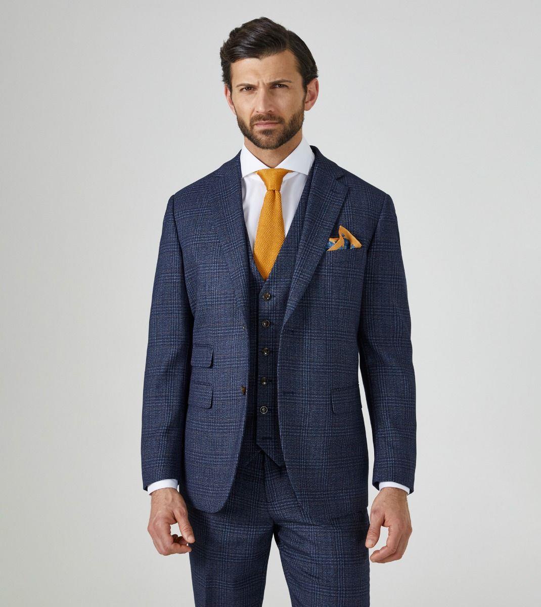 Skopes Men's Plus Size Sports Jacket Tal Woolf Check In Navy (MM30029) Size 54" To 62"