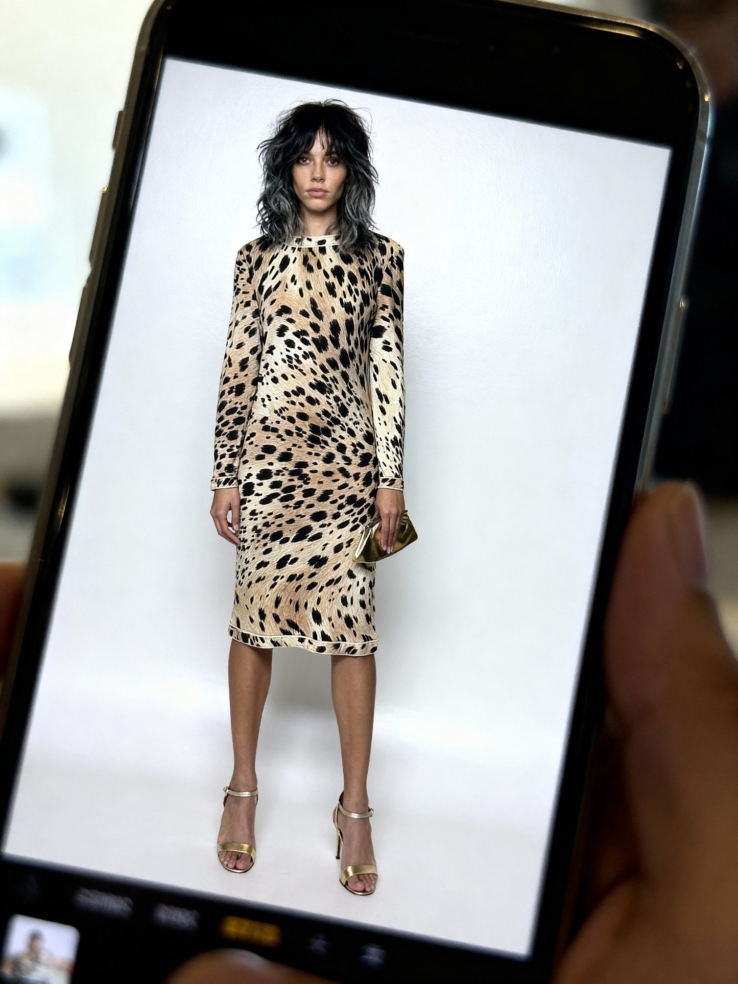 Original 1970's Vintage Leonard - Paris 100% Wool Leopard Print Dress UK 12 - 14