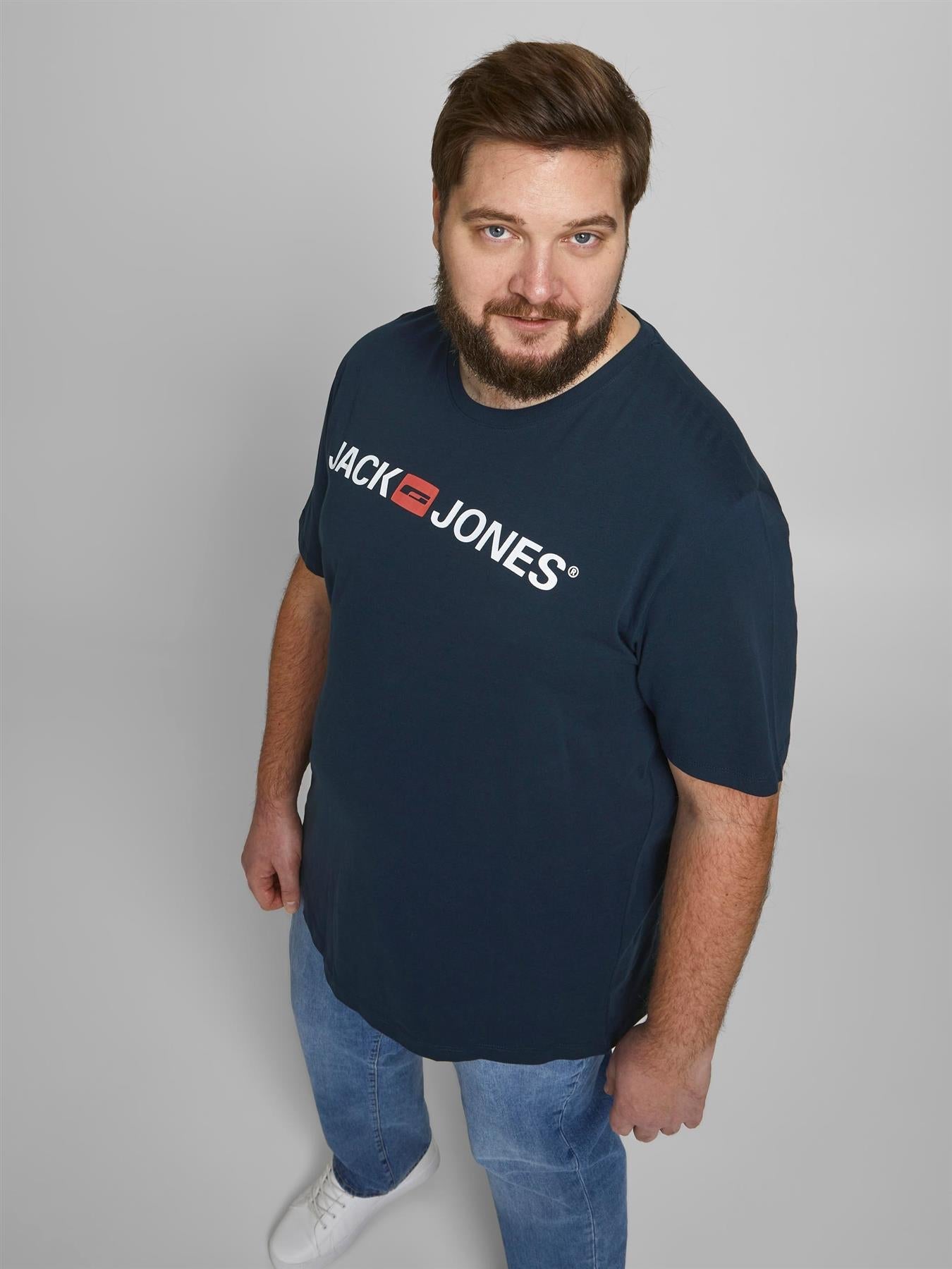 Jack & Jones Mens Plus Corp Logo Printed Tee