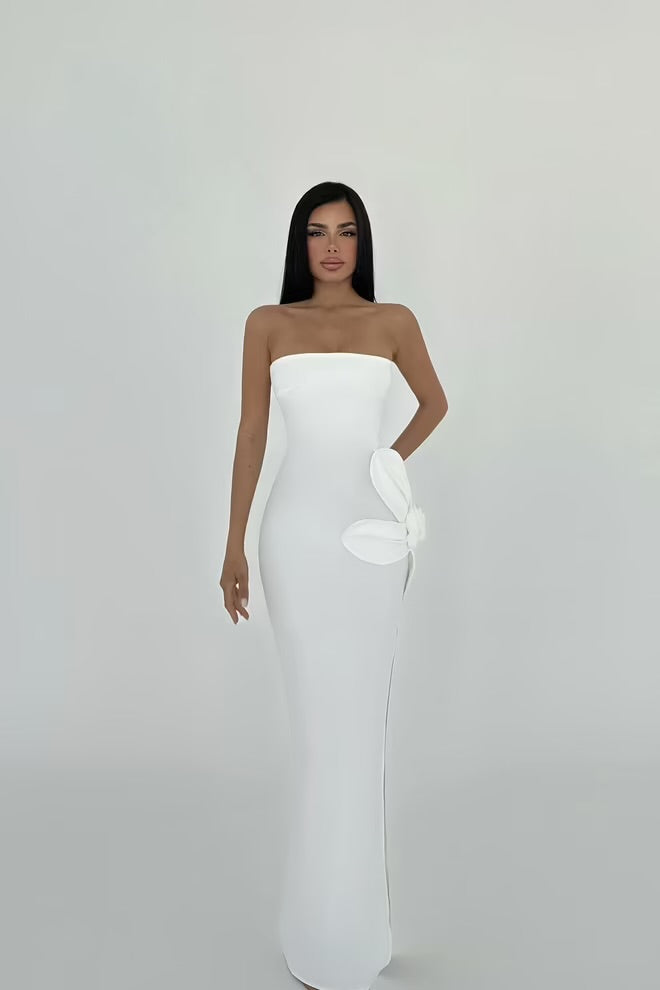 FLORA DRESS - BUTTERCREAM/WHITE