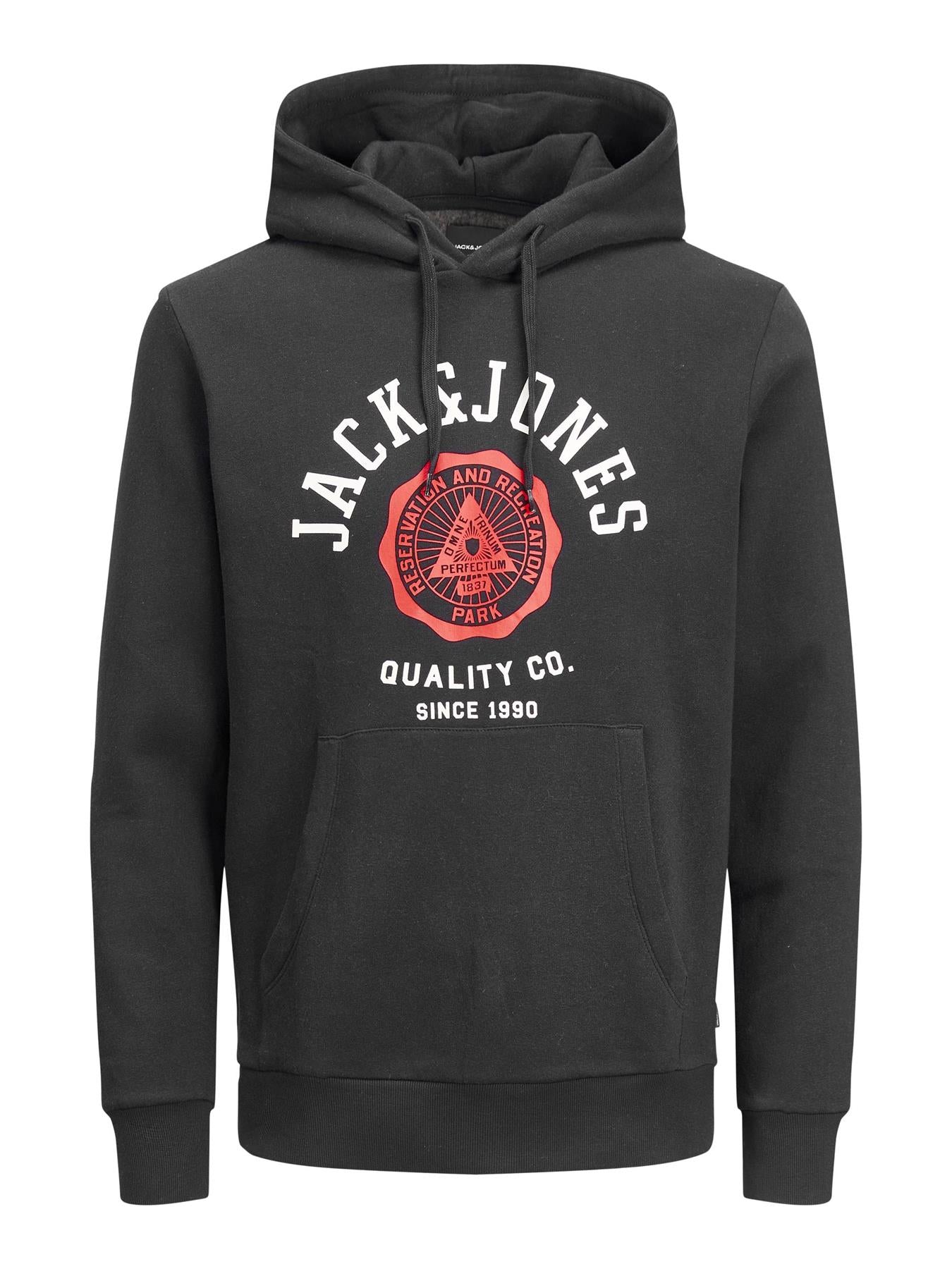 Jack & Jones Men's Plus Size Cotton Rich Pullover Hooded Top  Size XL To 6XL  Navy & Black