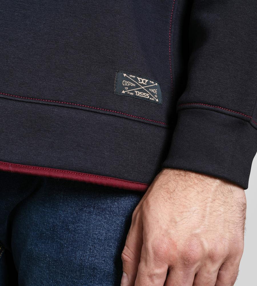 D555 LEICESTER 1 Quarter Neck Fleece Sweatshirt For Men (Tall) in Navy, LT-3XLT