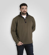 D555 LEICESTER 2 Quarter Neck Fleece Sweatshirt For Men (Tall) in Khaki, LT-3XLT