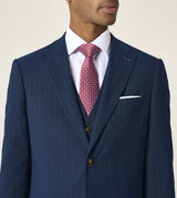 Skopes Wright Suit Tailored Fit Jacket For Men in Navy Blue Pinstripe, 36S-64L
