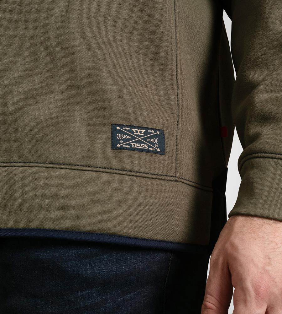 D555 LEICESTER 2 Quarter Neck Fleece Sweatshirt For Men (Tall) in Khaki, LT-3XLT