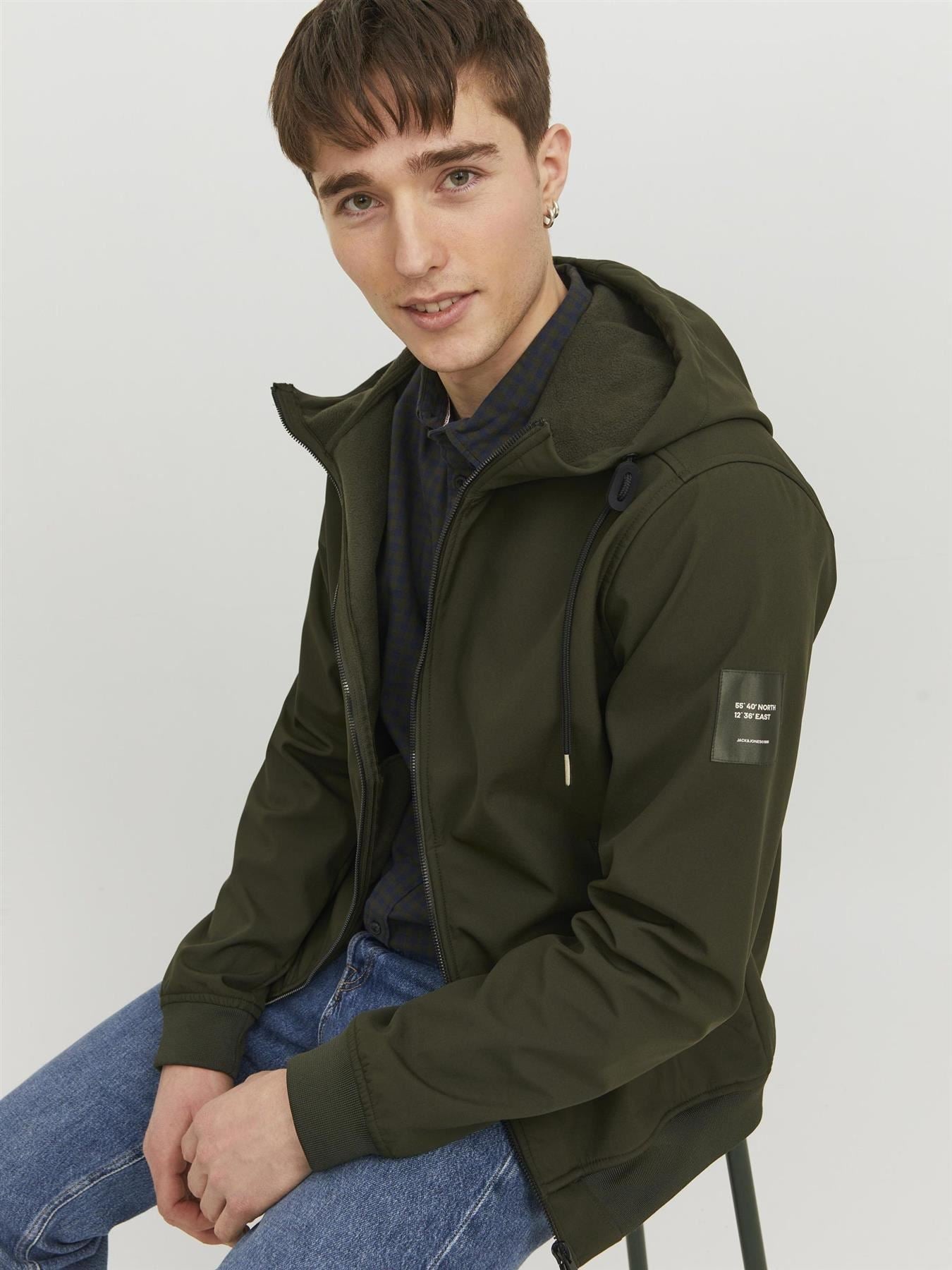 Jack & Jones Softshell Hoodie Jacket For Men (JJEBASIC) in 2 Colours, L-XL