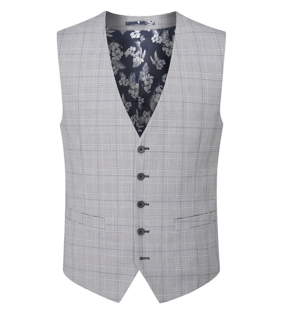 Skopes Men's Anello Check Pattern Waist Coat in Grey 34 to 62 Regular