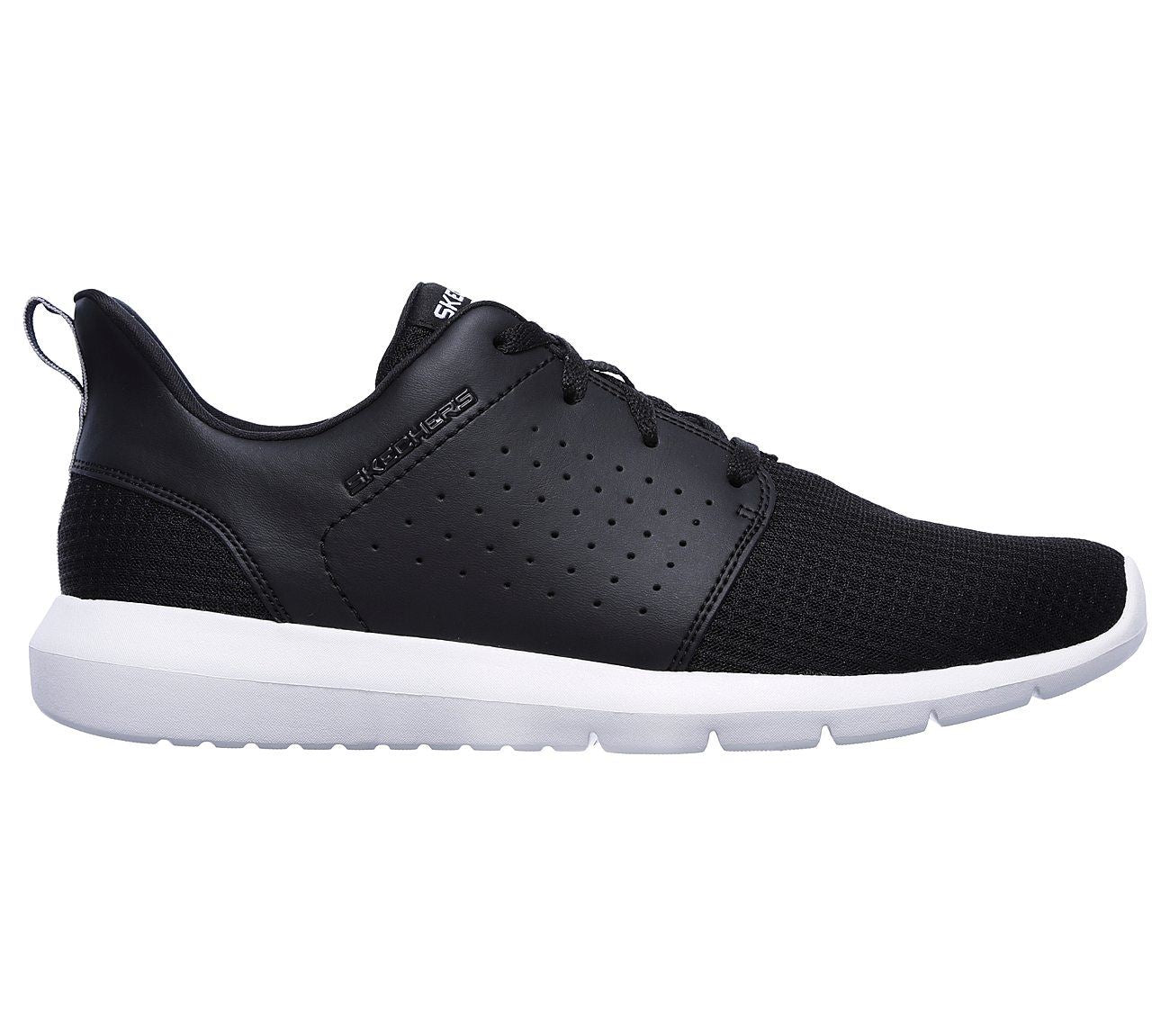 SKECHERS Men's Foreflex lace up athletic walking and training sneaker in Black/White
