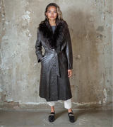 Lovely Original 1970's Vintage Brown Leather & Sheepskin Coat UK 12 - 16