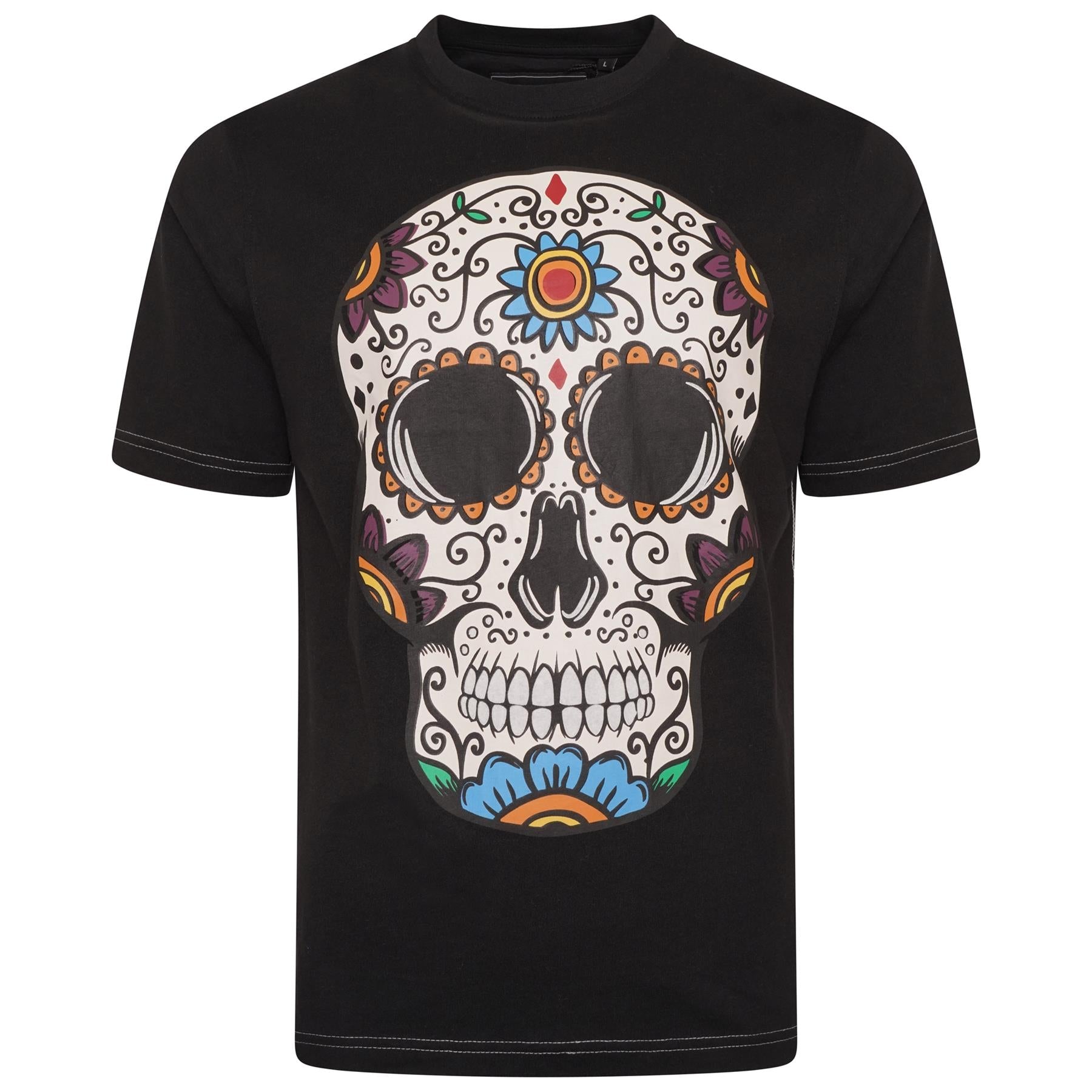 KAM Mens Plus Size Coloured Skull Print Tee in 3 Colour Options 2XL to 8XL