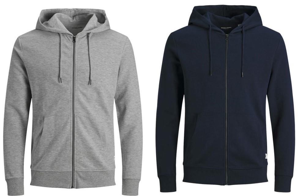 Jack & Jones Sweatshirt Zip Hoodie For Men (JJEBASIC) in 3 Colours, L-XL