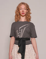 ST Silver Logo Tie-Tee in Grey with Black Tie