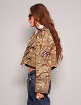 Cropped Hooded Smock Jacket in Desert Camo
