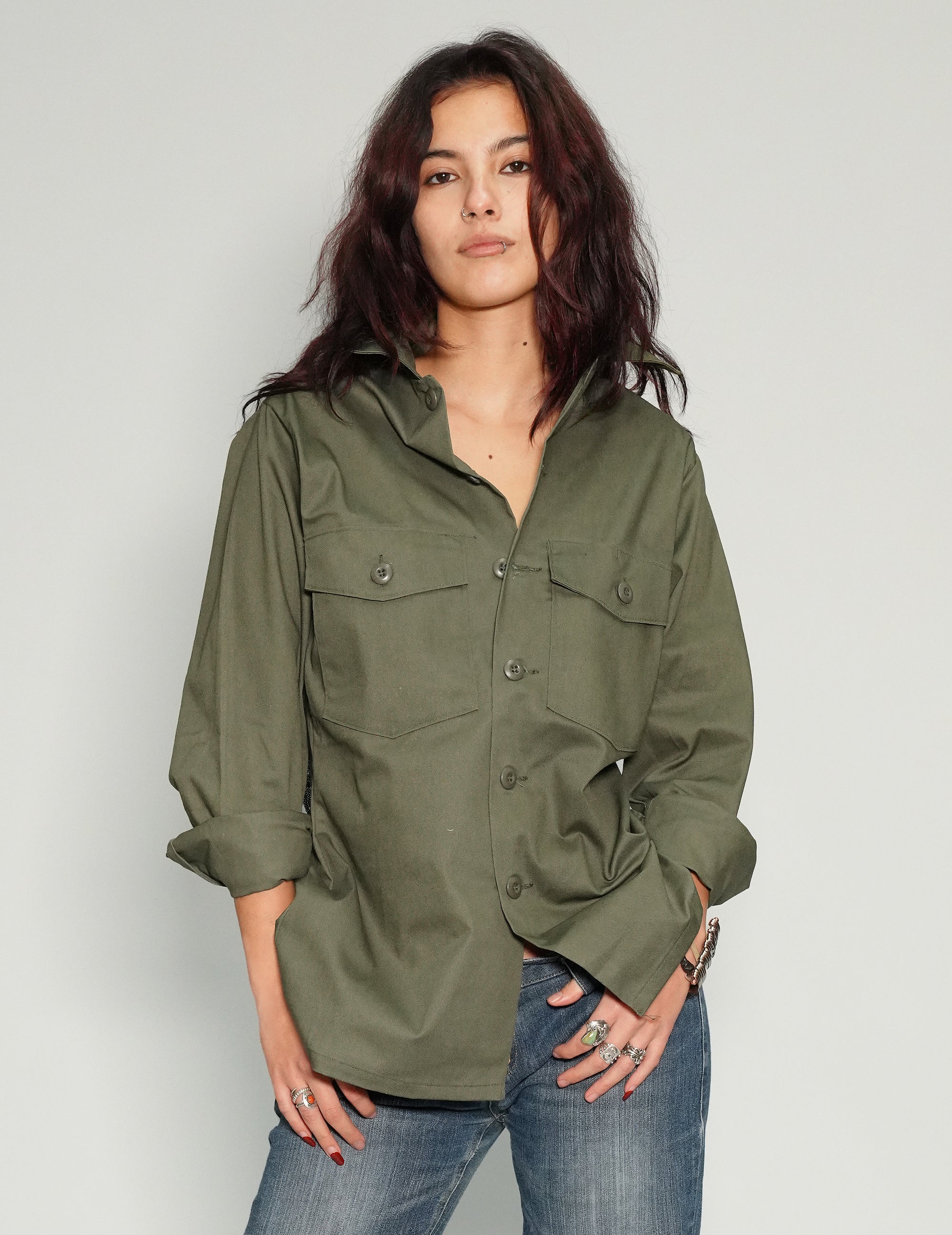 Party Back Shirt - Black Sequin - Khaki