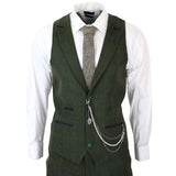 STZ71 - Men's 3 Piece Suit Wool Tweed Green Blue Brown Check 1920s Gatsby Formal Dress Suits
