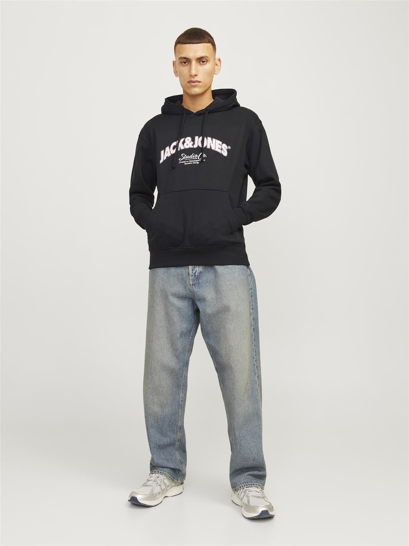 Jack & Jones Big Sweat Hoodie For Men (JORBRONX ARCH) in Black, L-XL