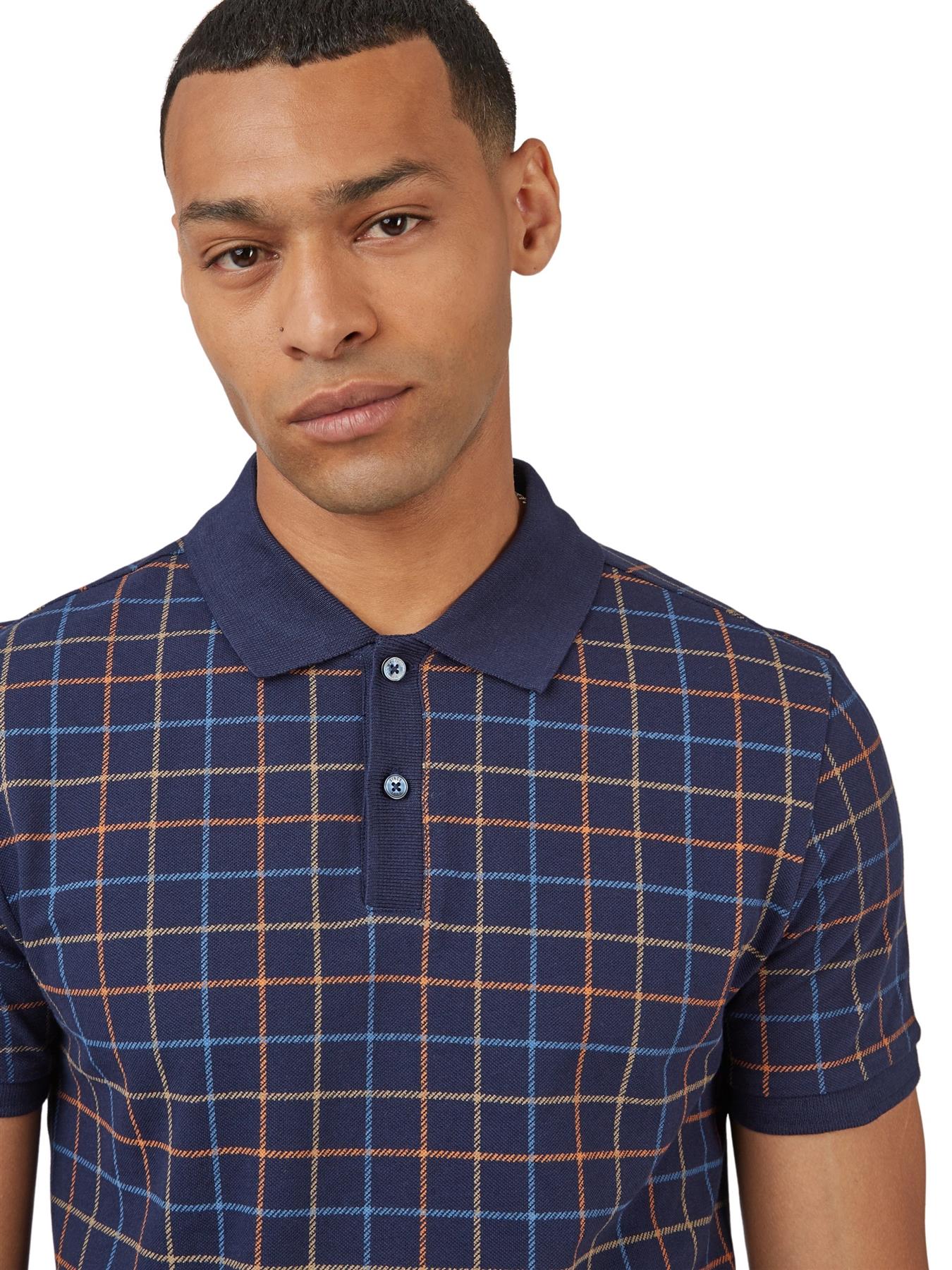 Ben Sherman Men's Plus Size Tattersall Check Polo Marine 2XL-5XL